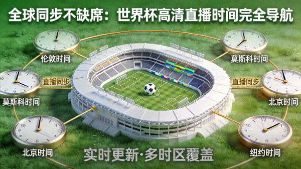 全球同步不缺席：世界杯高清直播时间完全导航，世界时钟与足球场融合视觉