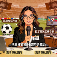 深度专栏作者Maria Garcia，拉丁美洲足球专家，世界杯直播时间西语解说与高清导航顾问