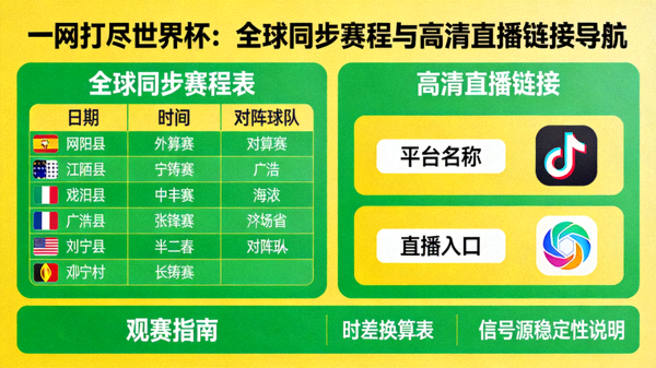 一网打尽世界杯：全球同步赛程与高清直播链接导航